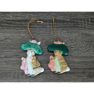 Lot of 2 Vintage Schmid Beatrix Potter Ceramic Ornament Benjamin Bunny 1982/1988
